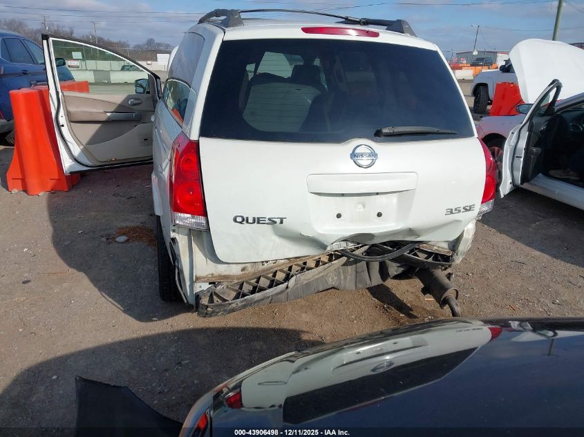 2004 Nissan Quest 3.5 Se VIN: 5N1BV28U24N337254 Lot: 43906498