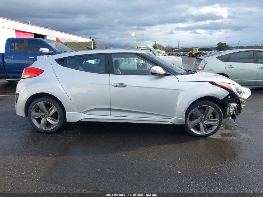 2013 Hyundai Veloster Turbo W/Blue VIN: KMHTC6AE5DU105368 Lot: 43906687