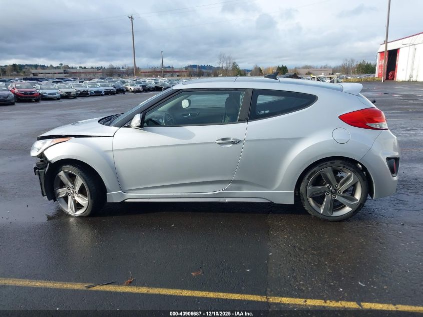 2013 Hyundai Veloster Turbo W/Blue VIN: KMHTC6AE5DU105368 Lot: 43906687