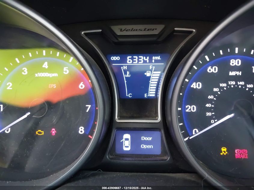 2013 Hyundai Veloster Turbo W/Blue VIN: KMHTC6AE5DU105368 Lot: 43906687