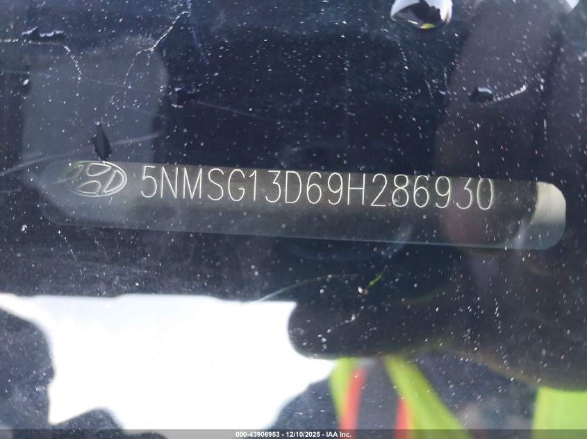 2009 Hyundai Santa Fe Gls VIN: 5NMSG13D69H286930 Lot: 43906953