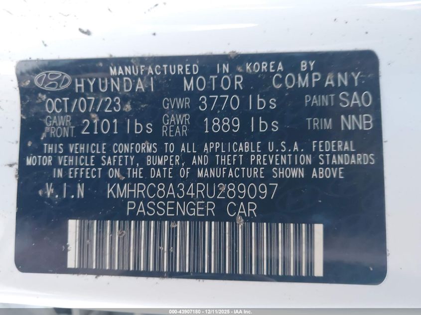 2024 Hyundai Venue Limited VIN: KMHRC8A34RU289097 Lot: 43907180