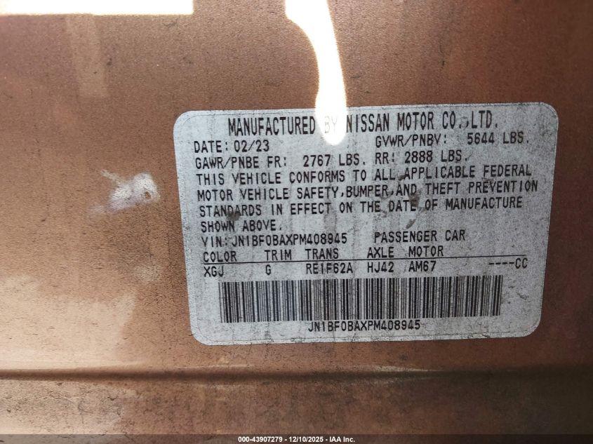 2023 Nissan Ariya Premiere VIN: JN1BF0BAXPM408945 Lot: 43907279