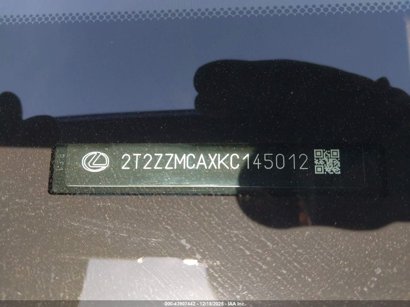 2019 Lexus Rx 350 VIN: 2T2ZZMCAXKC145012 Lot: 43907442