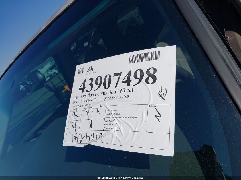 2004 Chevrolet Suburban 1500 Ls VIN: 1GNEC16Z34J158980 Lot: 43907498