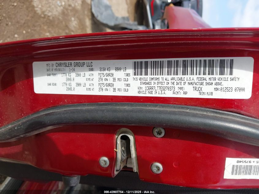 2014 Ram 1500 Lone Star VIN: 1C6RR7LT7ES270373 Lot: 43907754