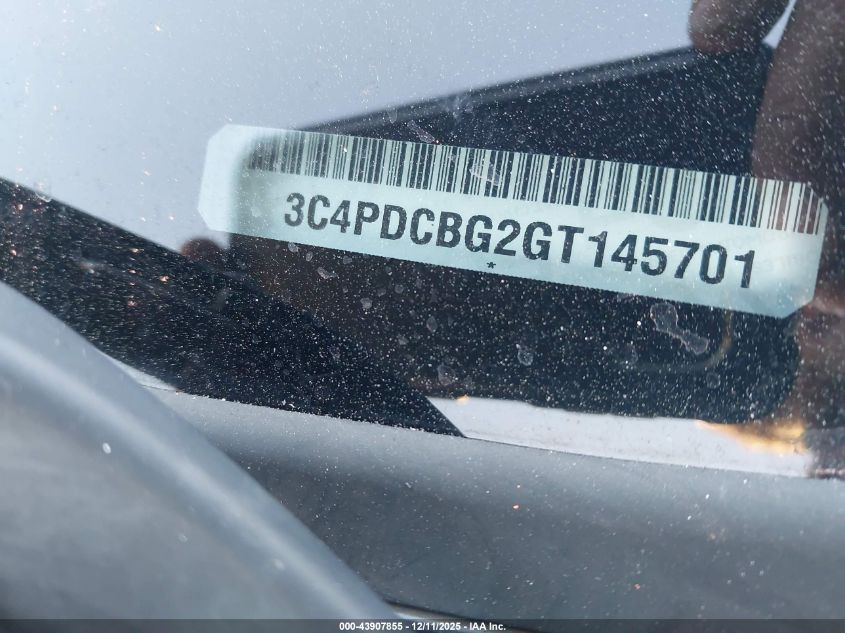 2016 Dodge Journey Sxt VIN: 3C4PDCBG2GT145701 Lot: 43907855