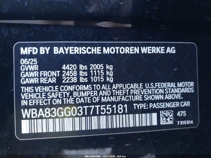 2026 BMW 228 Gran Coupe VIN: WBA83GG03T7T55181 Lot: 43907960