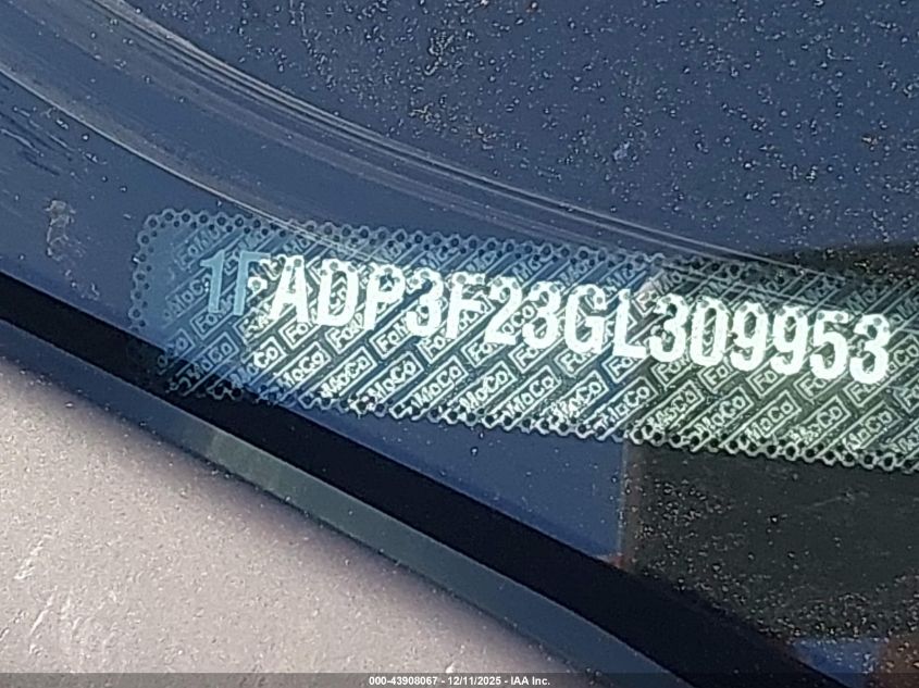 2016 Ford Focus Se VIN: 1FADP3F23GL309953 Lot: 43908067