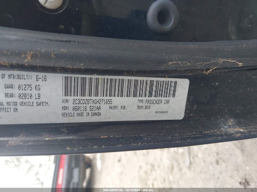 2016 Dodge Challenger R/T VIN: 2C3CDZBTXGH271655 Lot: 43908126