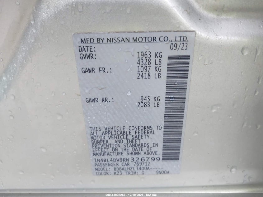 1N4BL4DV9RN326799 2024 NISSAN ALTIMA photo no. 9