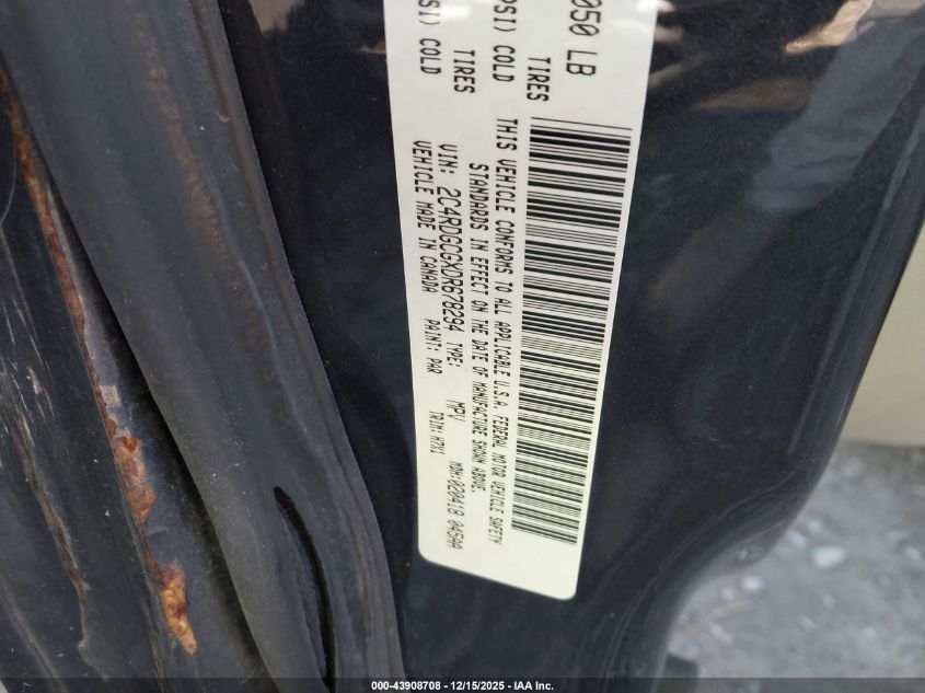 2013 Dodge Grand Caravan Sxt VIN: 2C4RDGCGXDR678294 Lot: 43908708
