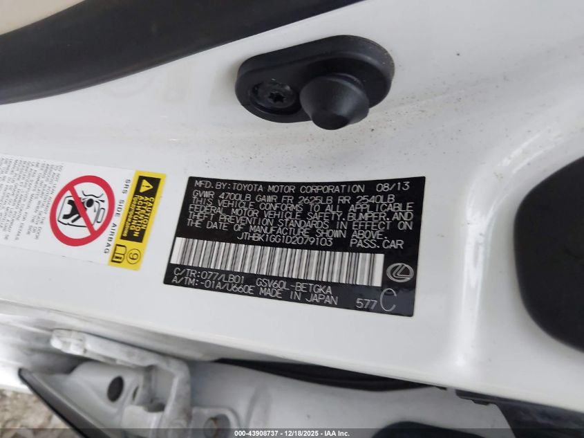 2013 Lexus Es 350 VIN: JTHBK1GG1D2079103 Lot: 43908737