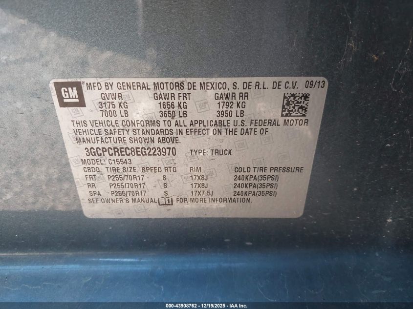 2014 Chevrolet Silverado 1500 1Lt VIN: 3GCPCREC8EG223970 Lot: 43908762