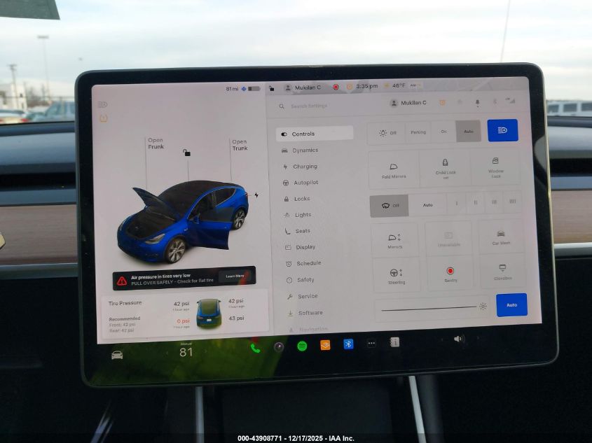 2020 Tesla Model Y Long Range Dual Motor All-Wheel Drive VIN: 5YJYGDEEXLF025231 Lot: 43908771