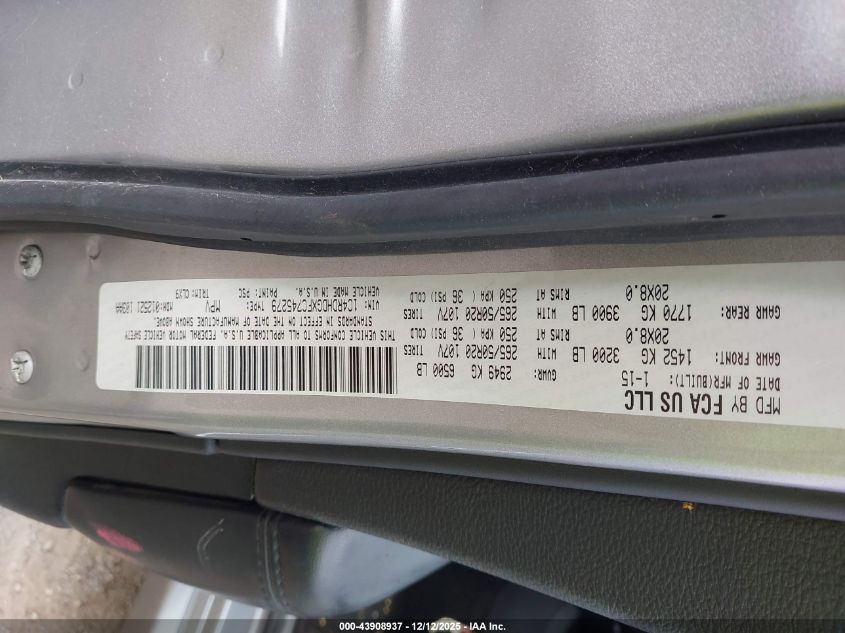 2015 Dodge Durango Limited VIN: 1C4RDHDGXFC745279 Lot: 43908937