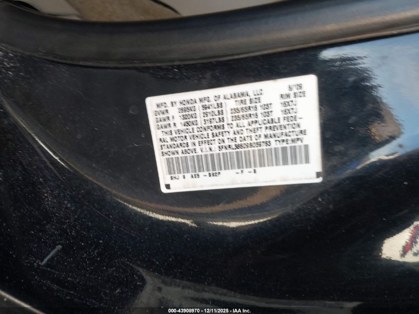 2009 Honda Odyssey Ex-L VIN: 5FNRL38609B059783 Lot: 43908970