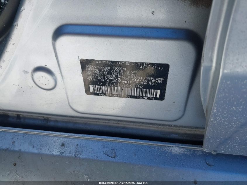 2017 Subaru Wrx Premium VIN: JF1VA1E63H9806062 Lot: 43909327