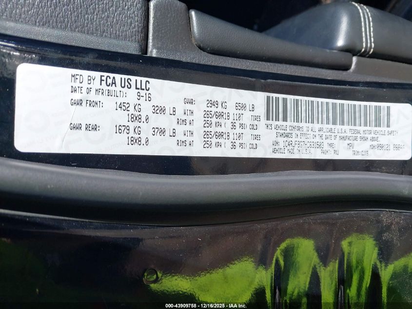 2017 Jeep Grand Cherokee Limited 4X4 VIN: 1C4RJFBG7HC631503 Lot: 43909758