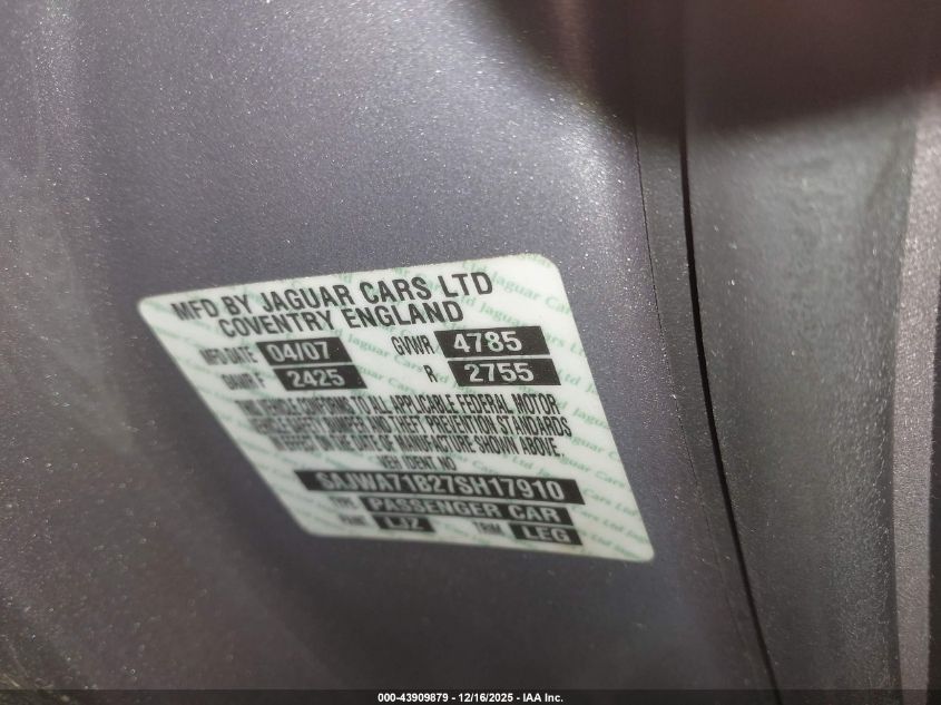 2007 Jaguar Xj Xj8 VIN: SAJWA71B27SH17910 Lot: 43909879