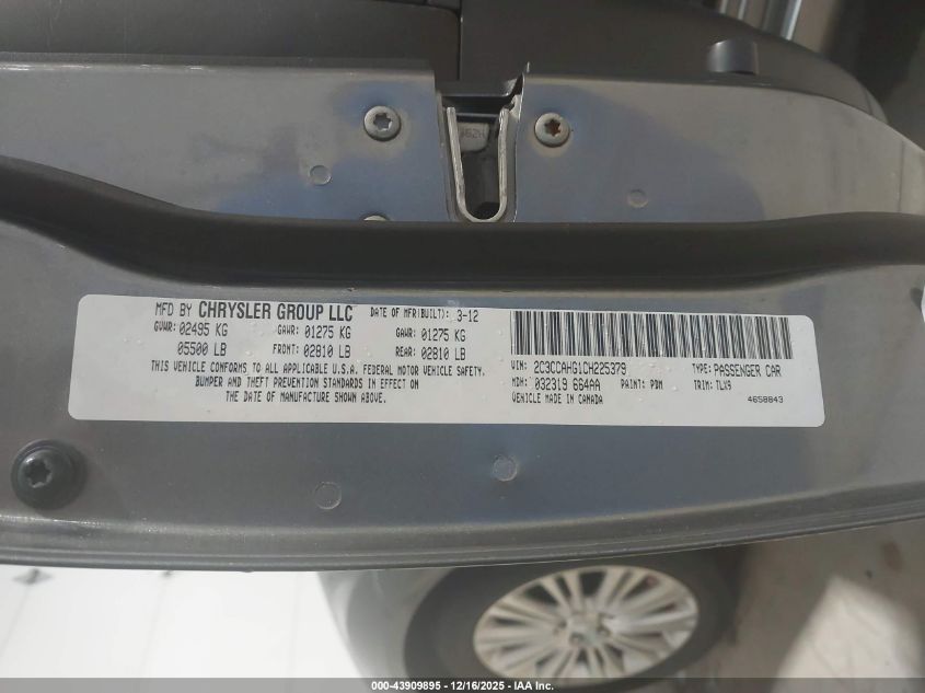 2012 Chrysler 300 Limited VIN: 2C3CCAHG1CH225379 Lot: 43909895