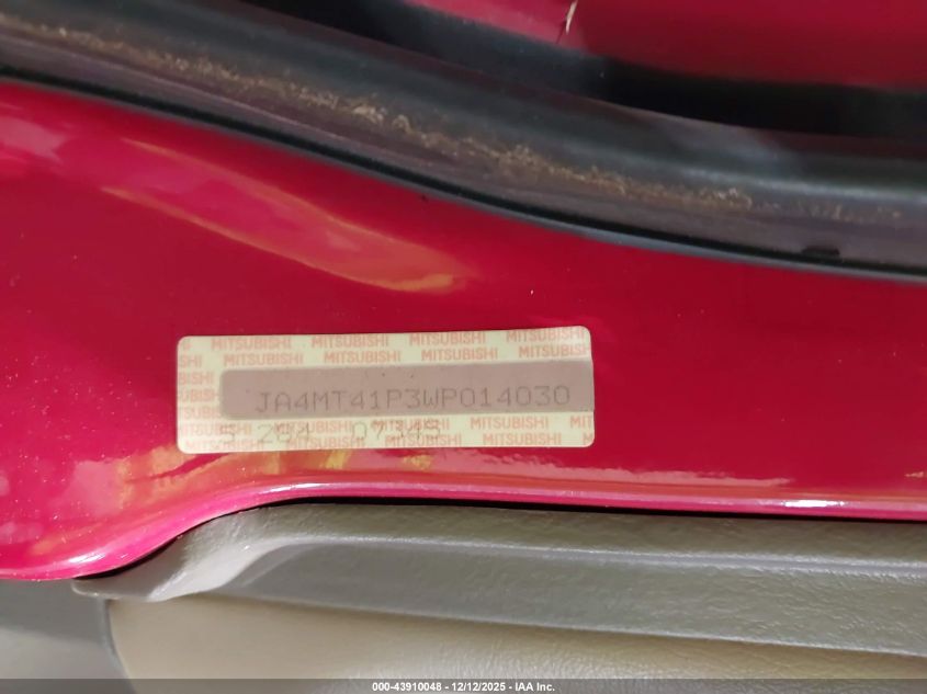 1998 Mitsubishi Montero Sport Xls VIN: JA4MT41P3WP014030 Lot: 43910048