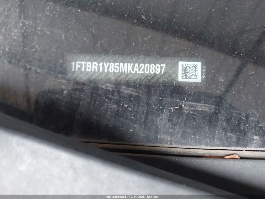 2021 Ford Transit-250 VIN: 1FTBR1Y85MKA20897 Lot: 43910341