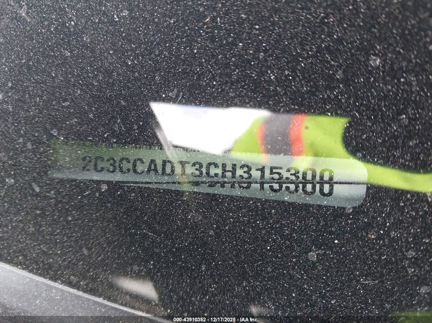 2012 Chrysler 300 S V8 VIN: 2C3CCADT3CH315300 Lot: 43910352