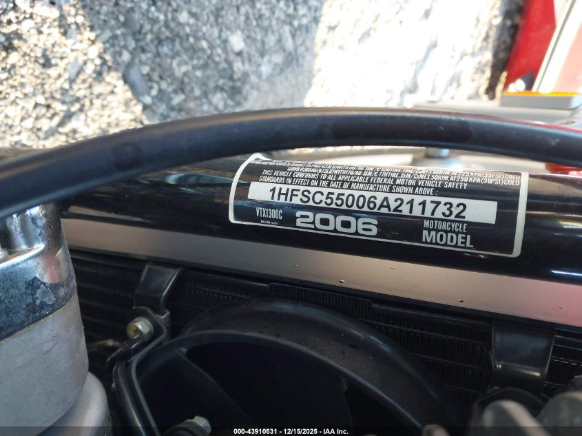 2006 Honda Vtx1300 C VIN: 1HFSC55006A211732 Lot: 43910531
