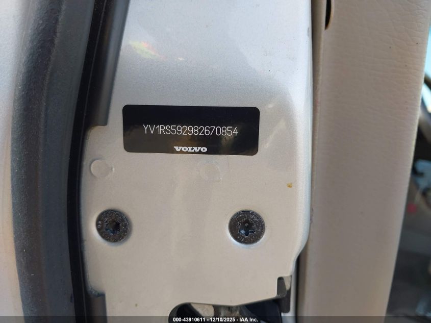 2008 Volvo S60 2.5T VIN: YV1RS592982670854 Lot: 43910611