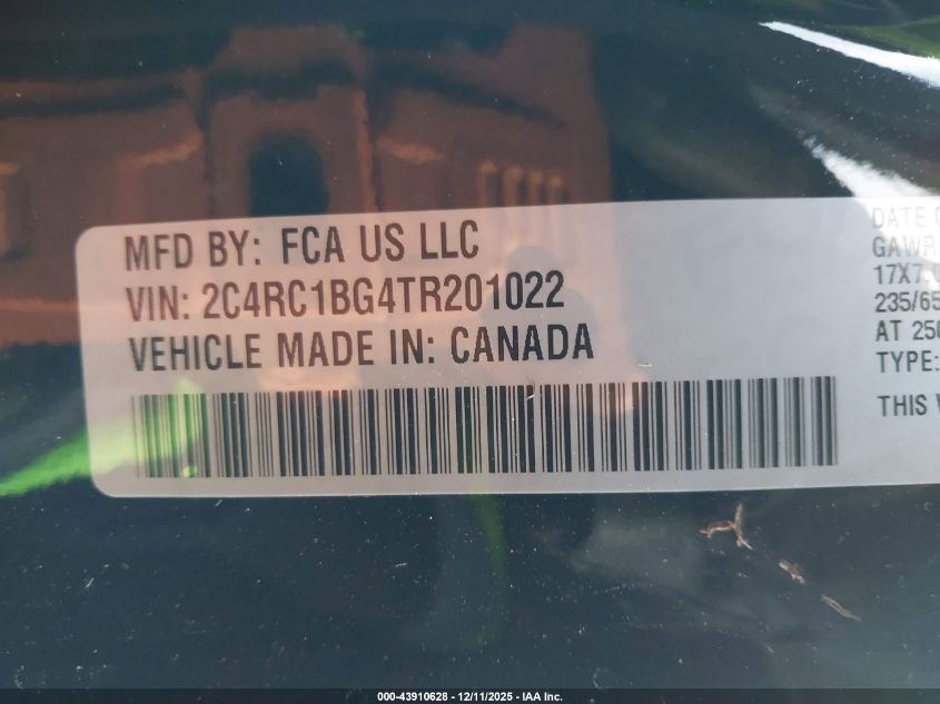 2026 Chrysler Pacifica Select VIN: 2C4RC1BG4TR201022 Lot: 43910628