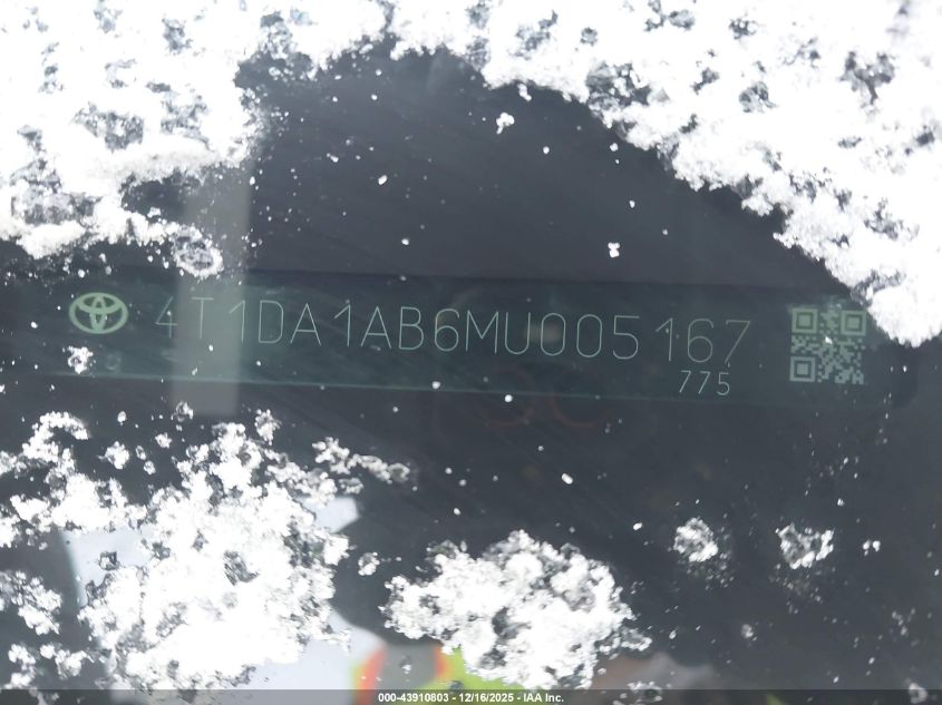 2021 Toyota Avalon Limited Hybrid VIN: 4T1DA1AB6MU005167 Lot: 43910803