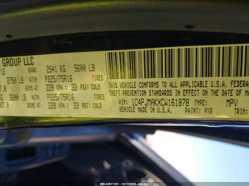 2012 Jeep Liberty Sport VIN: 1C4PJMAKXCW161878 Lot: 43911151