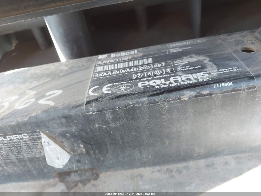 2013 Polaris Bobcat VIN: 4XAAJNWA4D2031297 Lot: 43911248