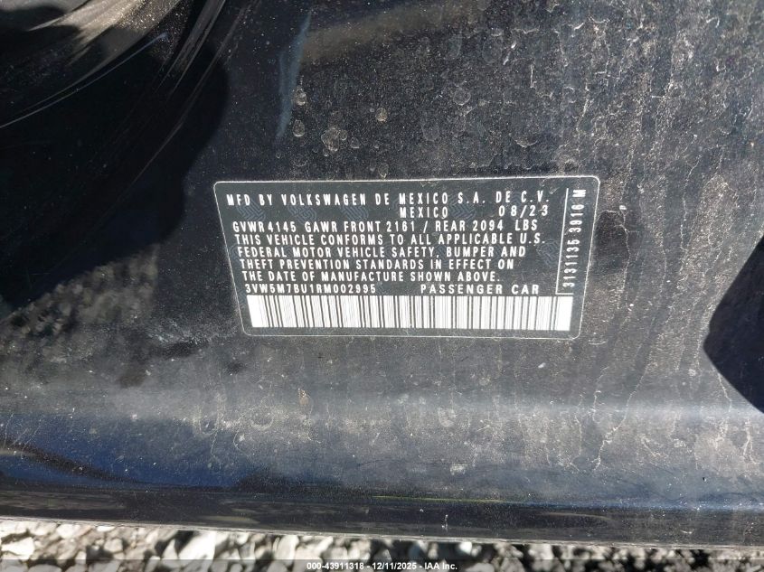 2024 Volkswagen Jetta 1.5T S VIN: 3VW5M7BU1RM002995 Lot: 43911318
