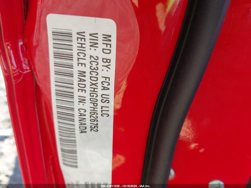 2023 Dodge Charger Gt VIN: 2C3CDXHG0PH626752 Lot: 43911328