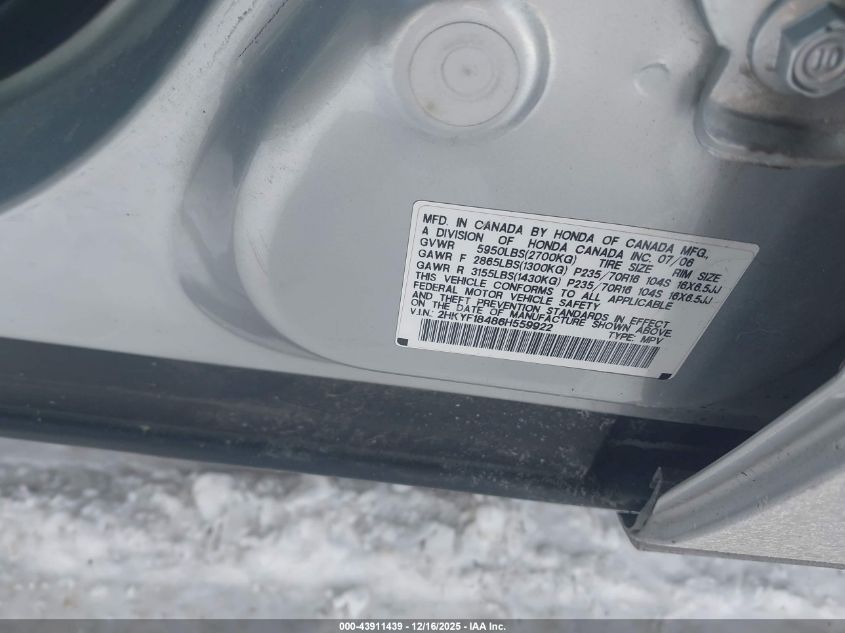 2006 Honda Pilot Ex VIN: 2HKYF18486H559922 Lot: 43911439