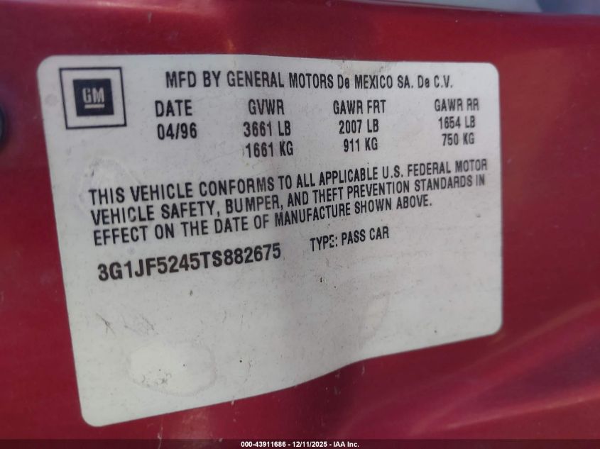 1996 Chevrolet Cavalier Ls VIN: 3G1JF5245TS882675 Lot: 43911686