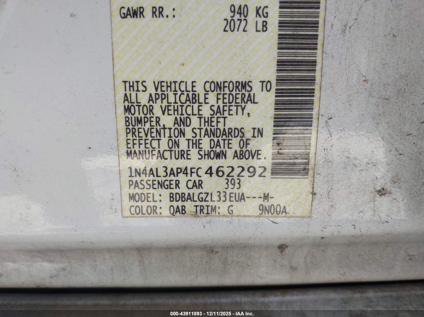 1N4AL3AP4FC462292 2015 NISSAN ALTIMA photo no. 9