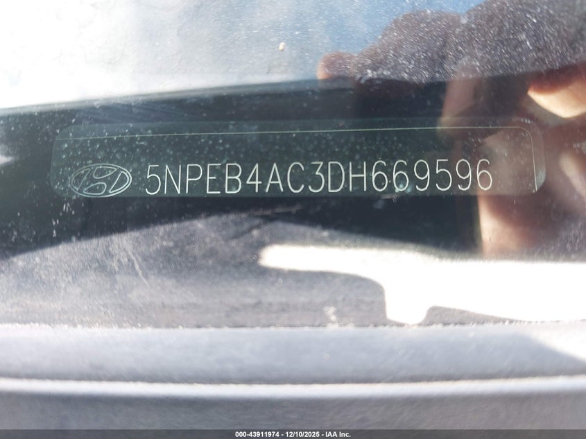 5NPEB4AC3DH669596 2013 HYUNDAI SONATA photo no. 9