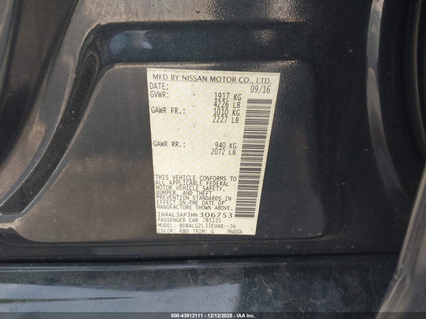 1N4AL3AP3HN306753 2017 NISSAN ALTIMA photo no. 9