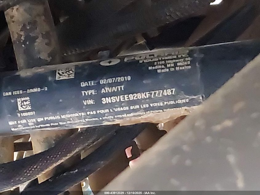 2019 Polaris Rzr Xp Turbo S Velocity VIN: 3NSVEE928KF777487 Lot: 43912329