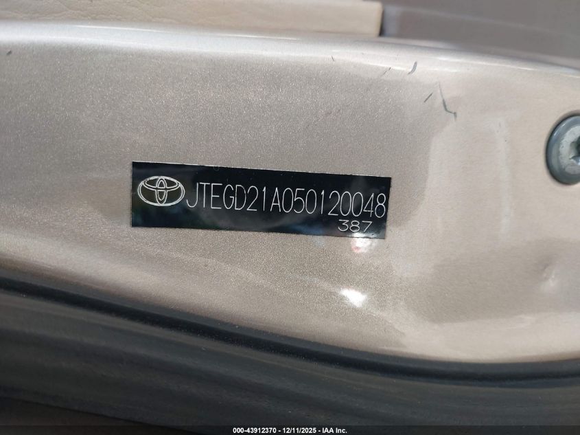 2005 Toyota Highlander VIN: JTEGD21A050120048 Lot: 43912370