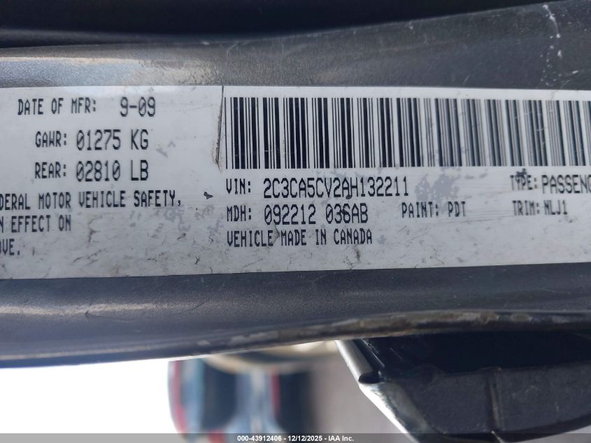 2010 Chrysler 300 Touring/Signature Series/Executive Series VIN: 2C3CA5CV2AH132211 Lot: 43912406