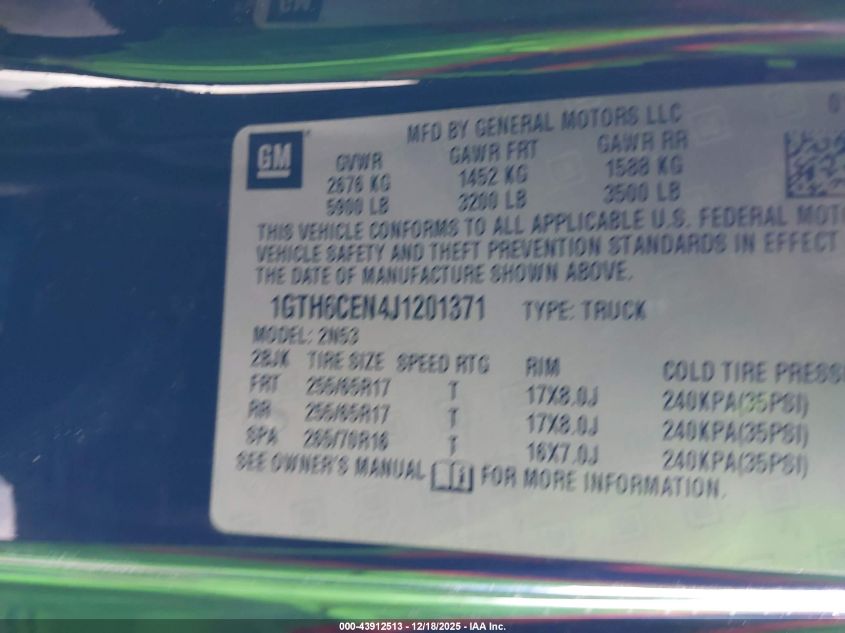 2018 GMC Canyon All Terrain W/Cloth VIN: 1GTH6CEN4J1201371 Lot: 43912513