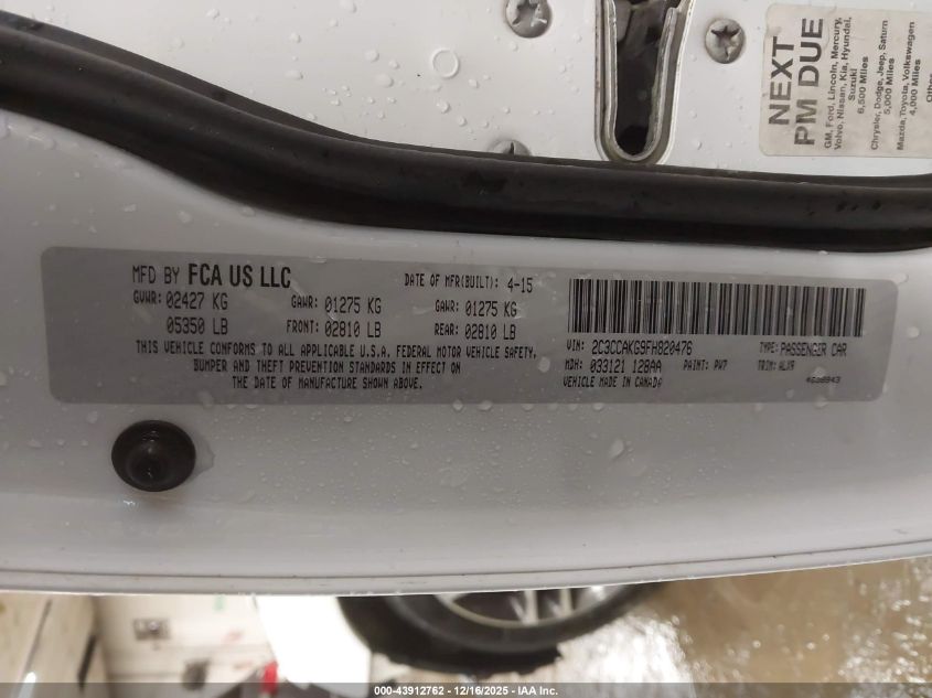 2015 Chrysler 300C Awd VIN: 2C3CCAKG9FH820476 Lot: 43912762