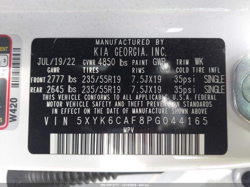 2023 Kia Sportage X-Line VIN: 5XYK6CAF8PG044165 Lot: 43912777