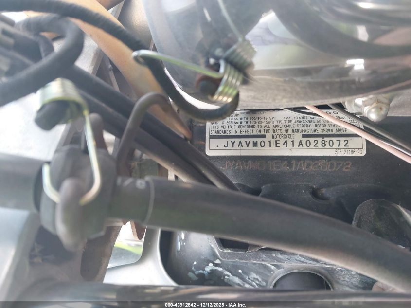 2001 Yamaha Xvs65 A VIN: JYAVM01E41A028072 Lot: 43912842