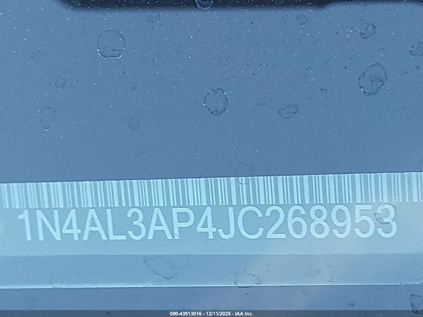 2018 Nissan Altima 2.5 S VIN: 1N4AL3AP4JC268953 Lot: 43913016