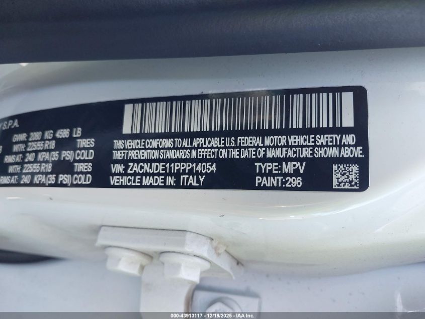 2023 Jeep Renegade Altitude 4X4 VIN: ZACNJDE11PPP14054 Lot: 43913117